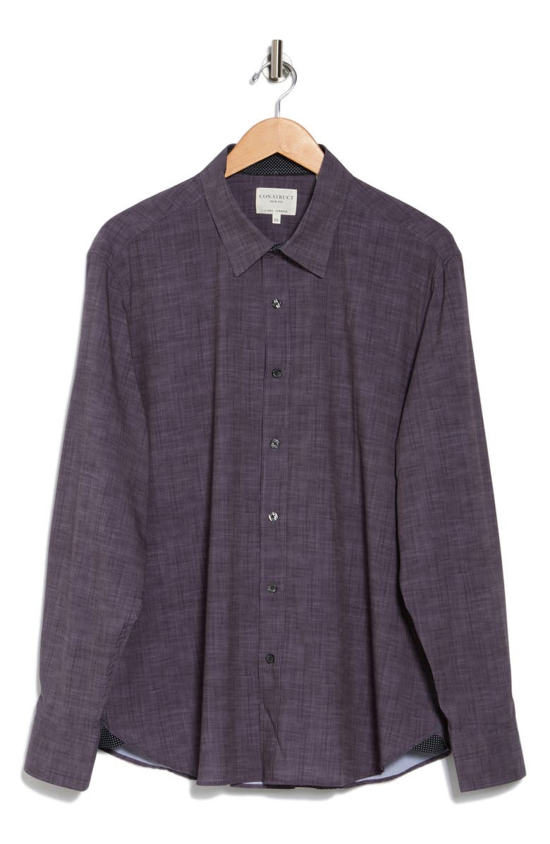 CONSTRUCT Slim Fit Stretch Chambray Button-Up Shirt, Alternate, color, Charcoal