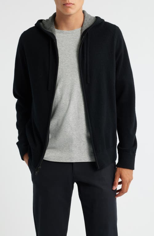 Vince Cashmere Zip Hoodie Sweater In Black