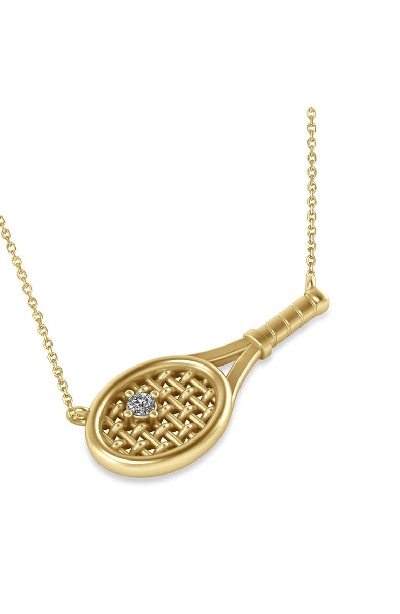 ALLUREZ Tennis Racket with Diamond Ball Pendant Necklace 14k, Alternate, color, Yellow Gold