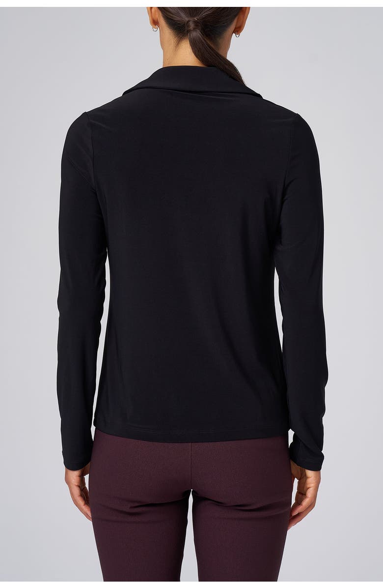 Franne Golde Luxe Stretch Jersey Button-Up, Alternate, color, Black