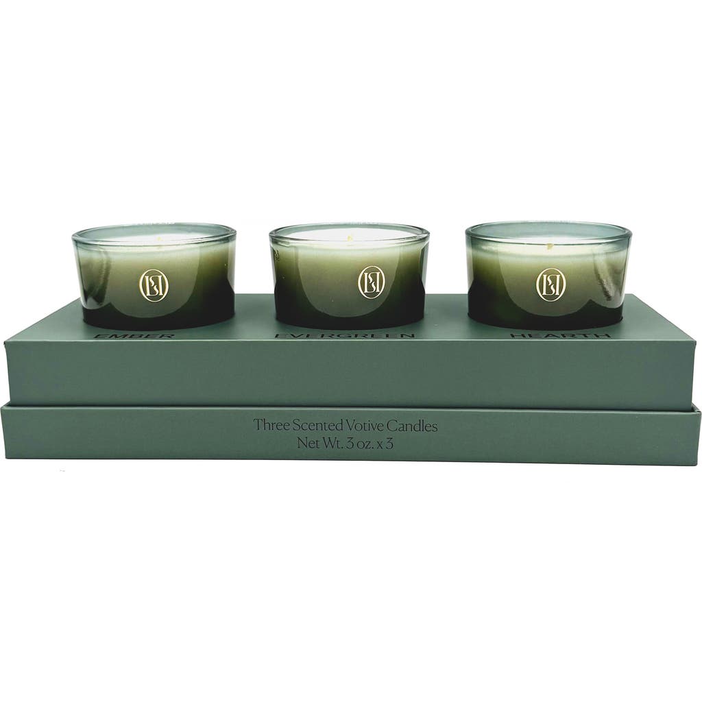 Lavune Winter Set Of 3 Votive Candles In Green