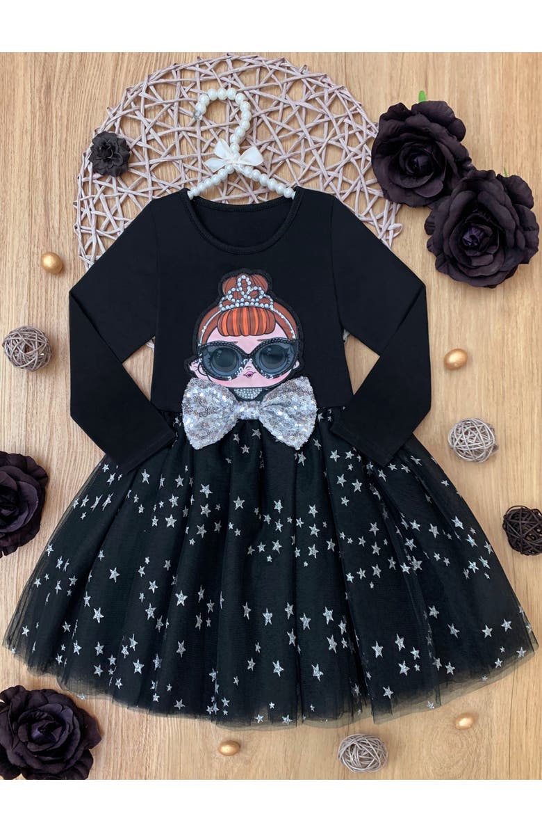 Mia Belle Girls L.O.L. SURPRISE It Baby Shimmer Star Star Tutu Dress, Alternate, color, Black