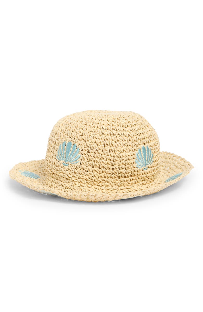 Vince Camuto Embroidered Straw Bucket Hat, Alternate, color, 