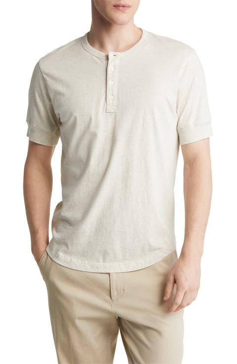 Short Sleeve Curve Hem Henley