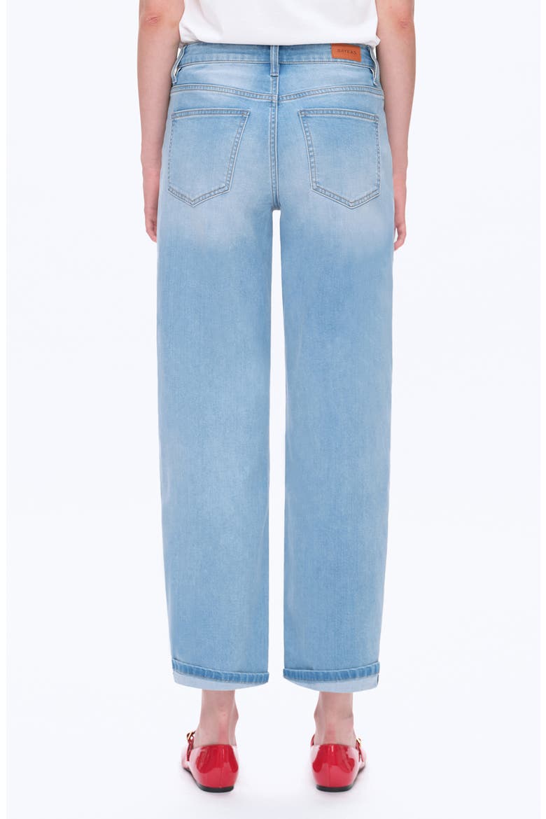 Cuffed Mid Rise Barrel Jeans, Alternate, color, LIGHT BLUE
