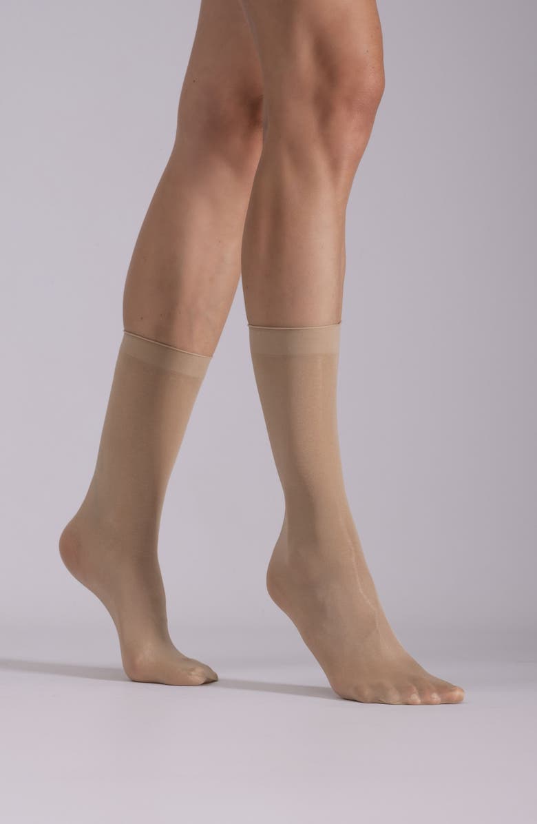 LECHERY<sup>®</sup> 2-Pack Lustrous Silky Sheer Crew Socks, Alternate, color, Natural