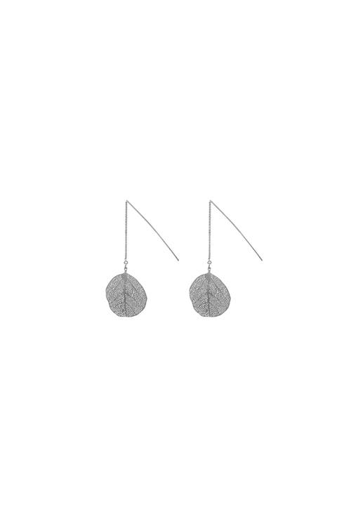 Sienna Textured Leaf Disc Threader Earrings Sculptural Trendy