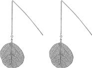 Bearfruit Jewelry Sienna Textured Leaf Disc Threader Earrings Sculptural Trendy