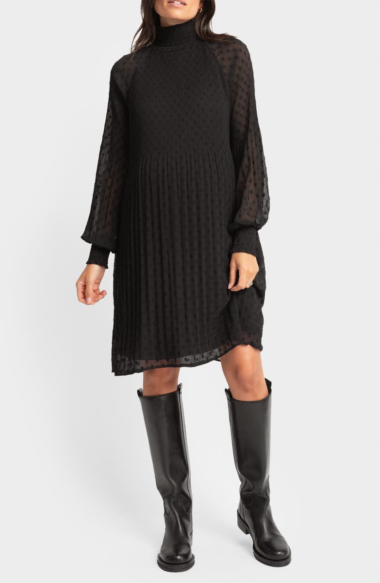 Seraphine Long Sleeve Pleated Chiffon Maternity Dress, Main, color,