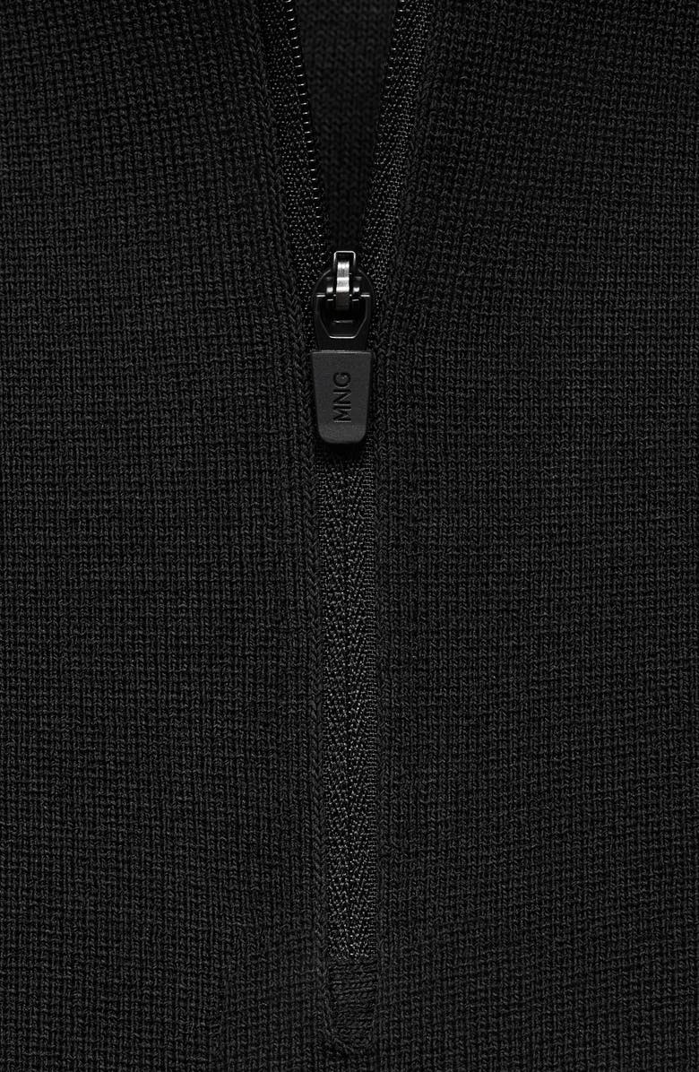 MANGO CoolMax<sup>®</sup> Fine Knit Quarter Zip Polo, Alternate, color, Black