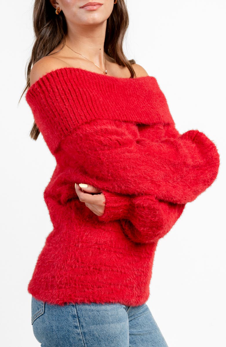 Beivy Oversize Off the Shoulder Sweater, Alternate, color, Bright Cherry Red