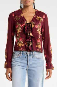 Floral Ruffle Top with Front Ties