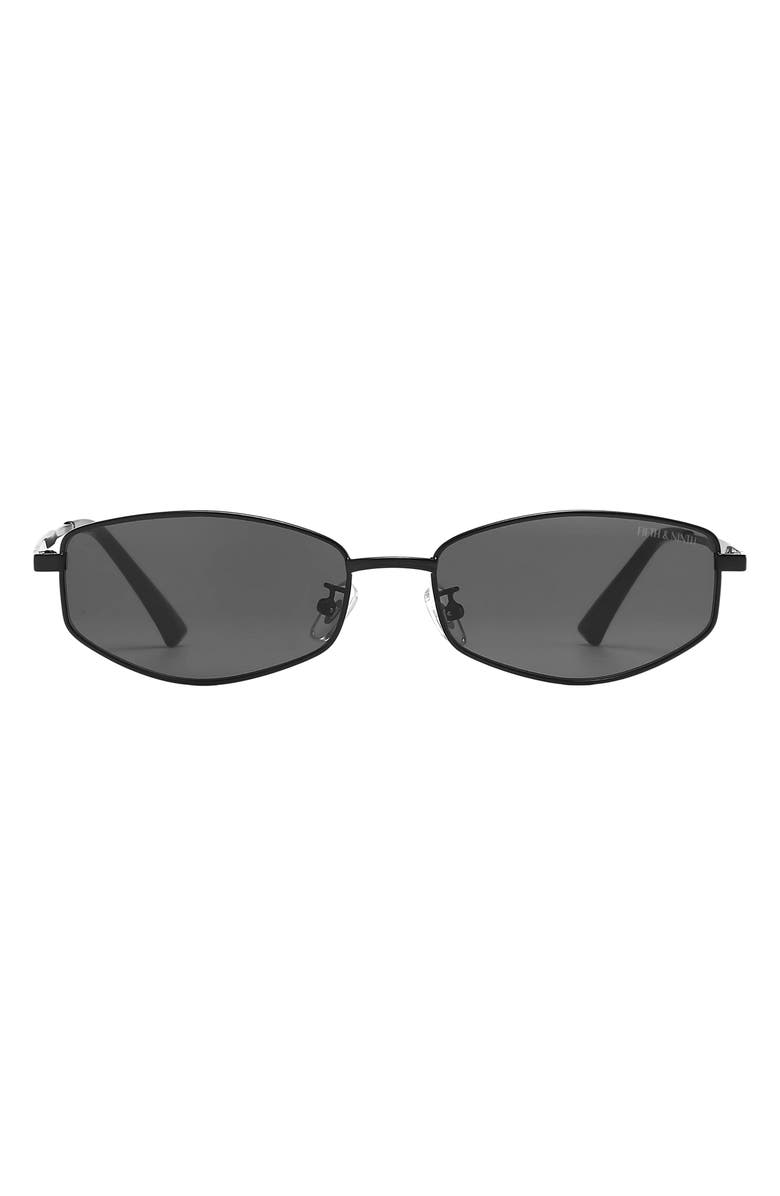 Fifth & Ninth Rowan 53mm Polarized Geometric Sunglasses, Main, color, Black / Black