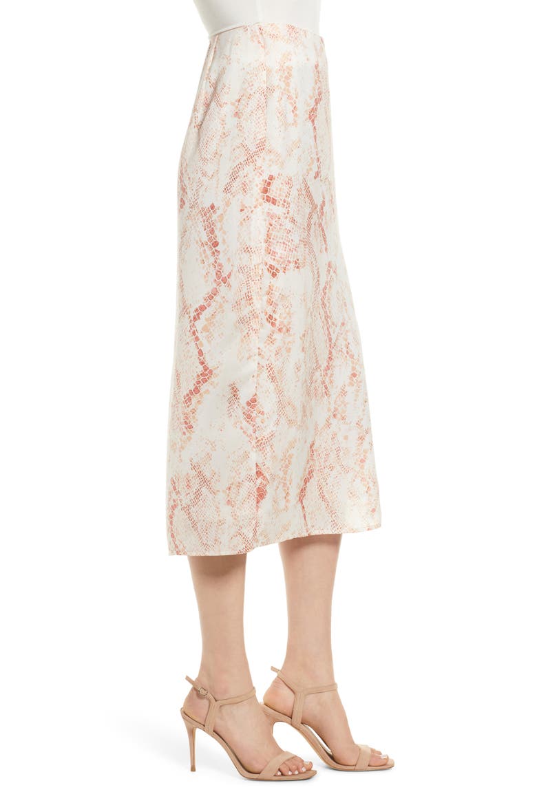 Fairfax Snakeskin Print Satin Midi Skirt, Alternate, color, SOFT BEIGE