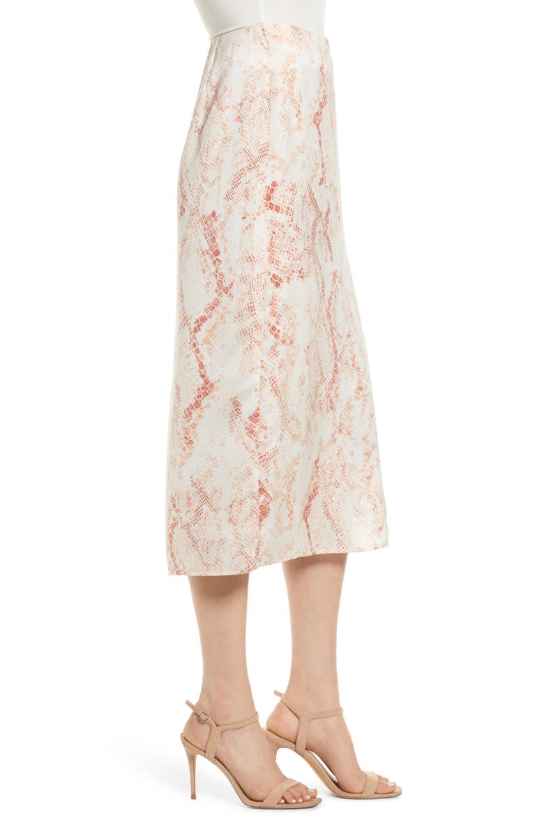cupcakes and cashmere Fairfax Snakeskin Print Satin Midi Skirt, Alternate, color, 