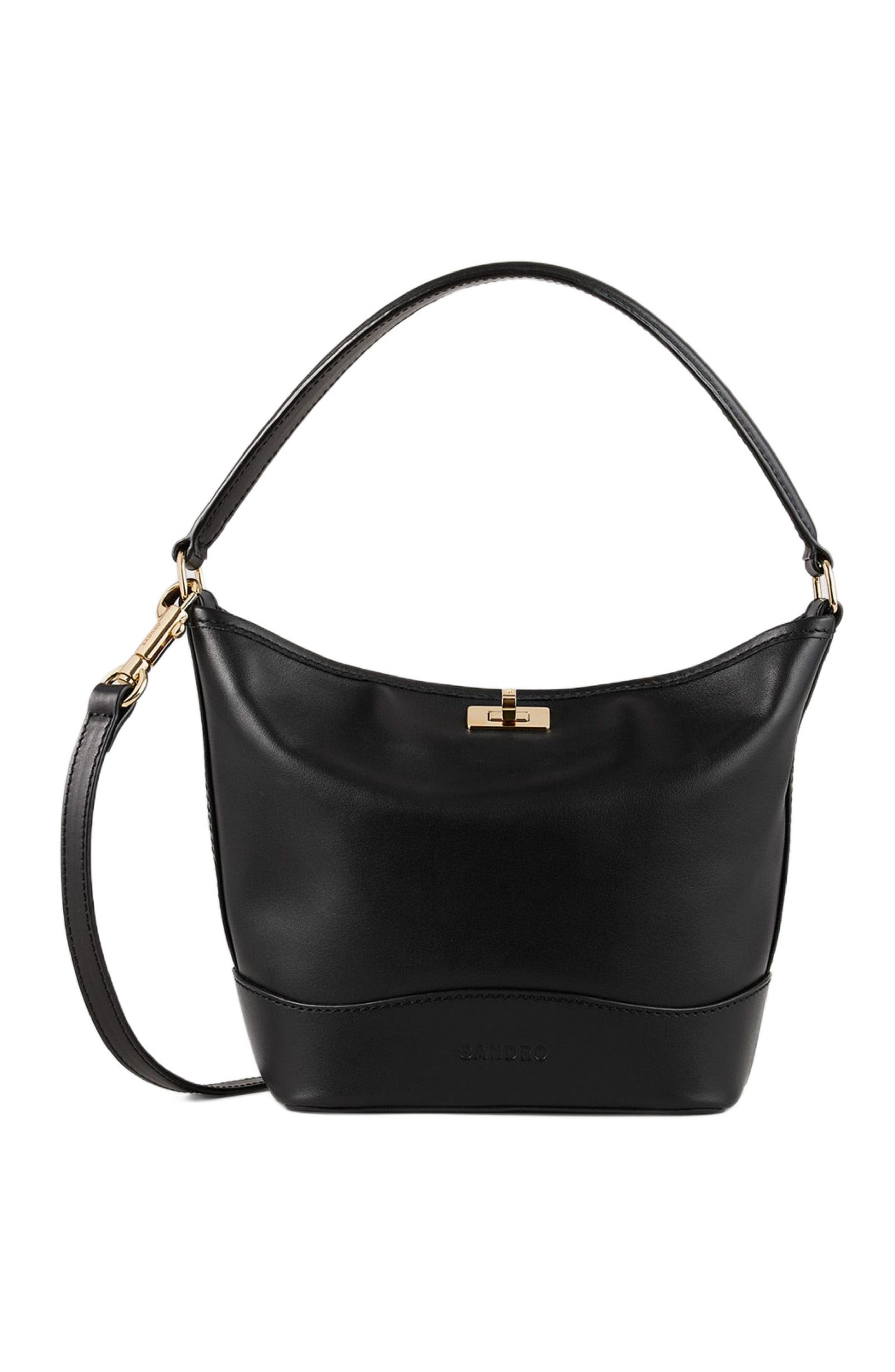 SANDRO Tangoso mini leather bag, Main, color, Black