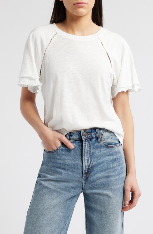Wit & Wisdom Flutter Sleeve Top In Off White
