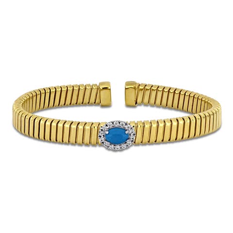 Stone & Cubic Zirconia Bangle Bracelet