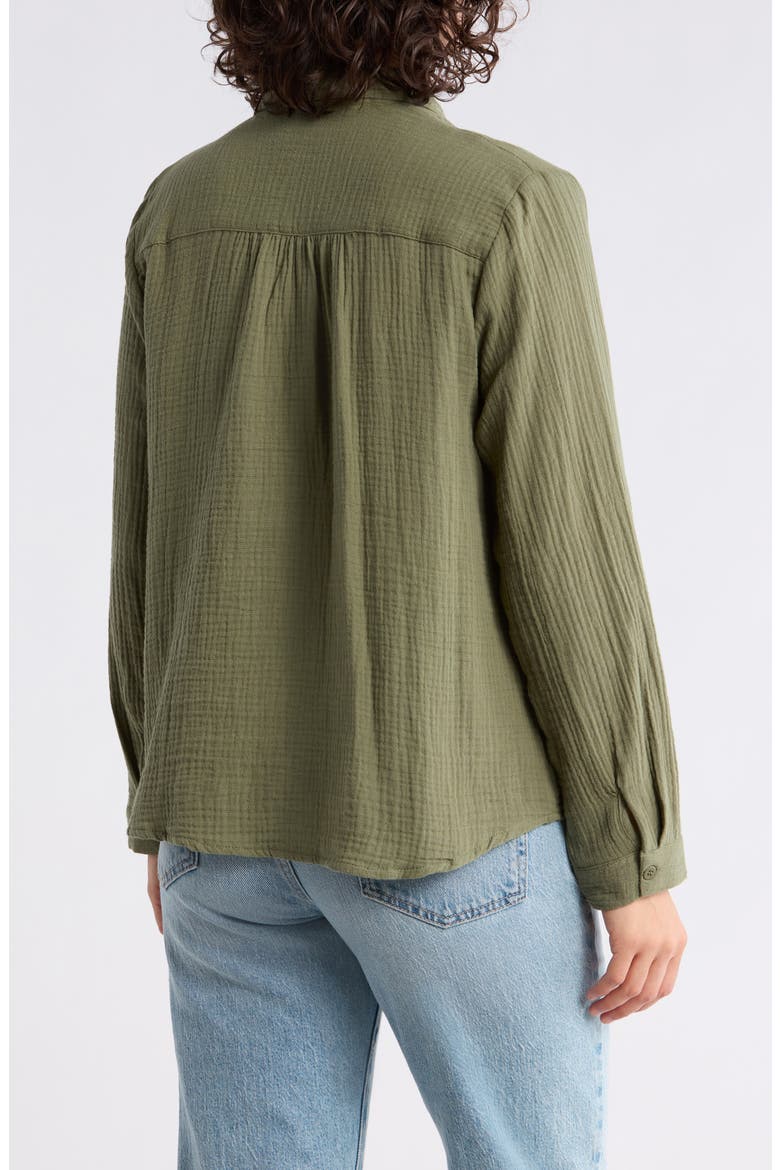 Front Pleat Button-Up Shirt, Alternate, color, OLIVE