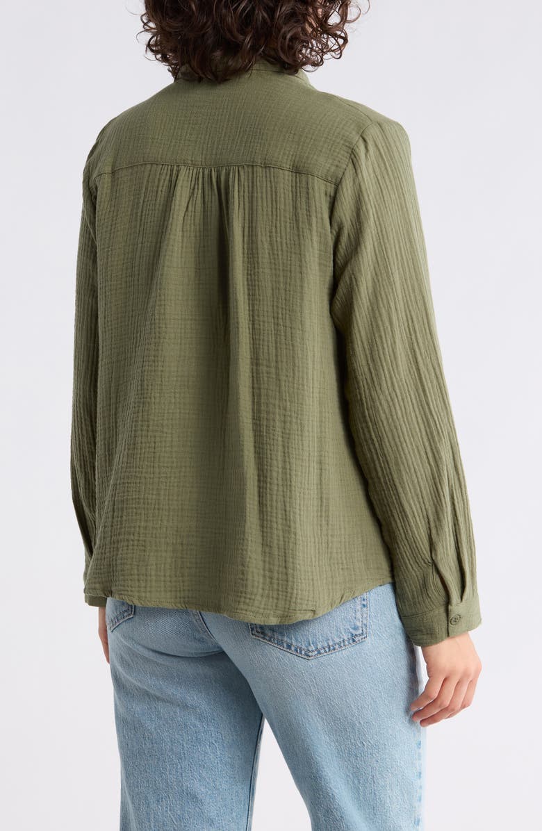 Forgotten Grace Front Pleat Button-Up Shirt, Alternate, color, Olive