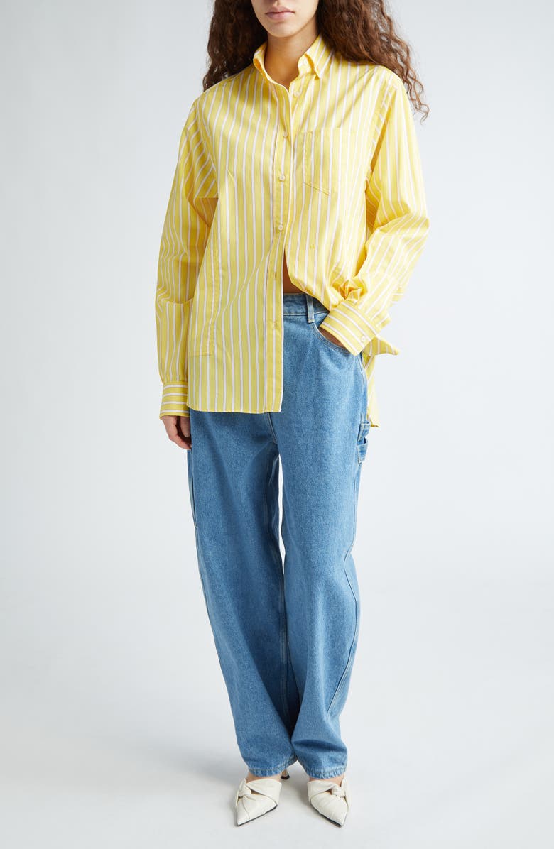 Saks Potts William Stripe Cotton Button-Down Shirt, Alternate, color, 