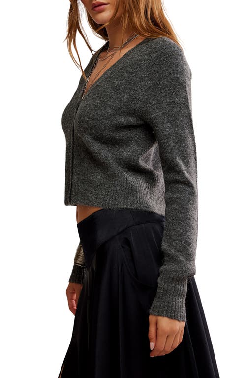 Free People School Girl Cropped Cardigan In Gray