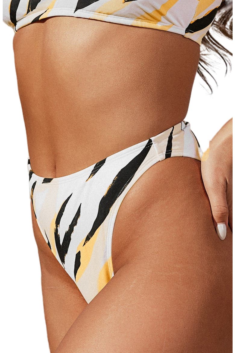 x Stassie Wild Weekend High Waist Cheeky Bikini Bottoms, Alternate, color, WHITE