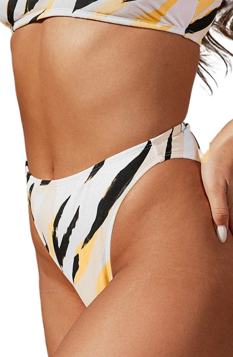 Cupshe x Stassie Wild Weekend High Waist Cheeky Bikini Bottoms, Alternate, color,