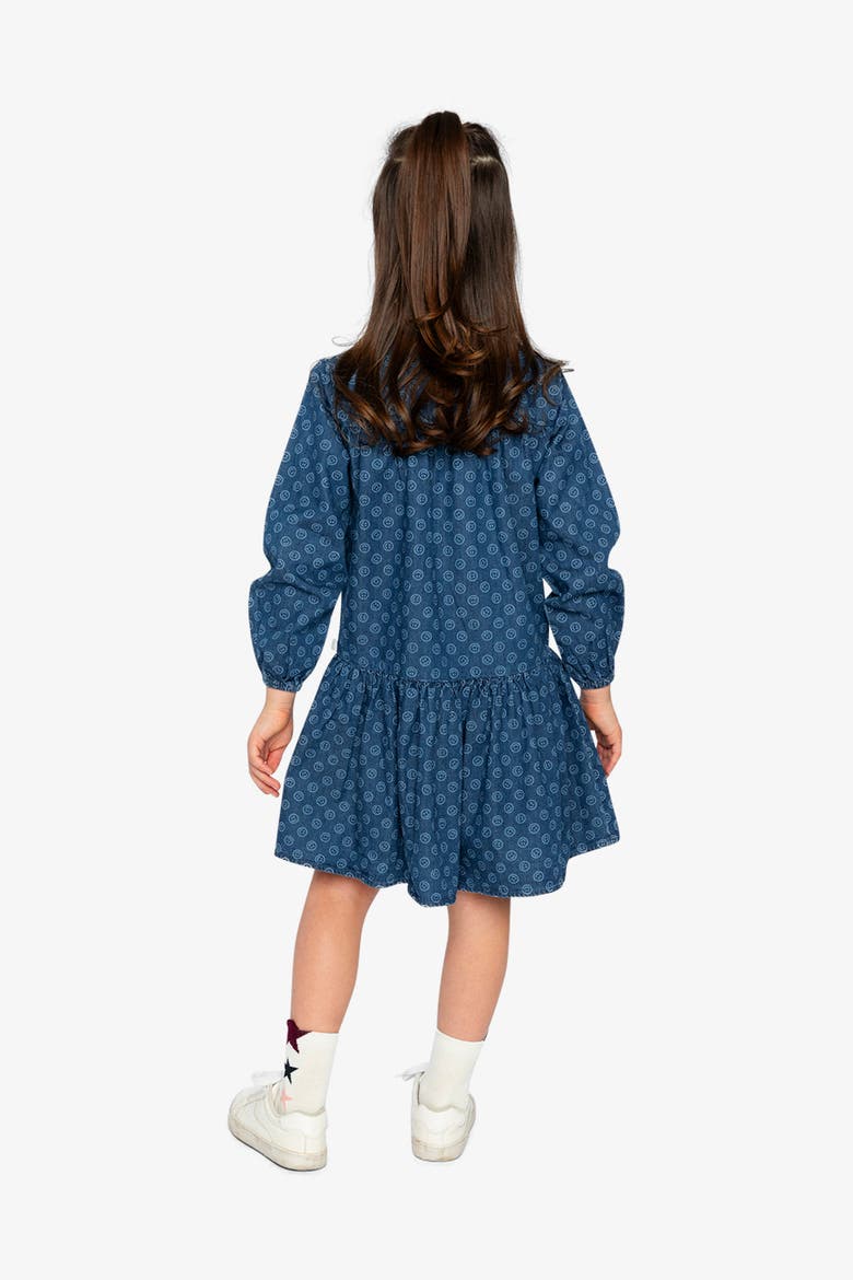Button Front Scalloped Collar Shirt Dress, Alternate, color, Blue Smiley Print