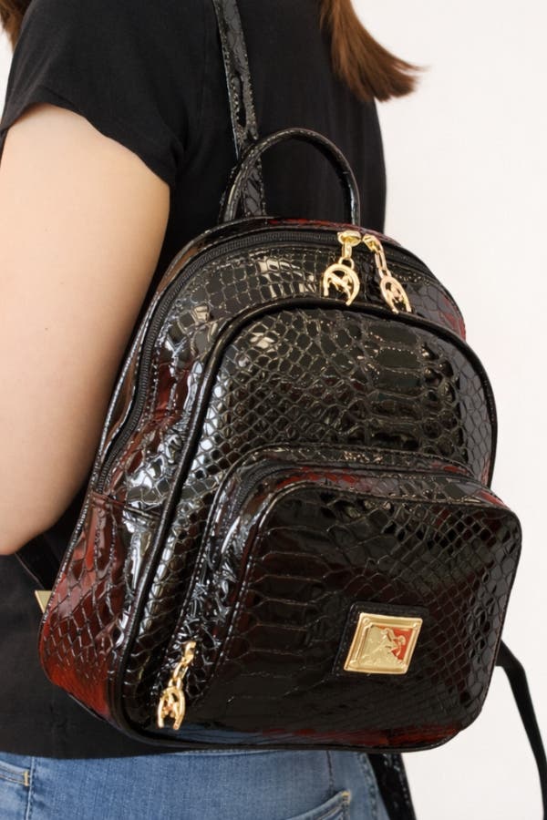 Gallop 525 Patent Leather Backpack, Alternate, color, Black