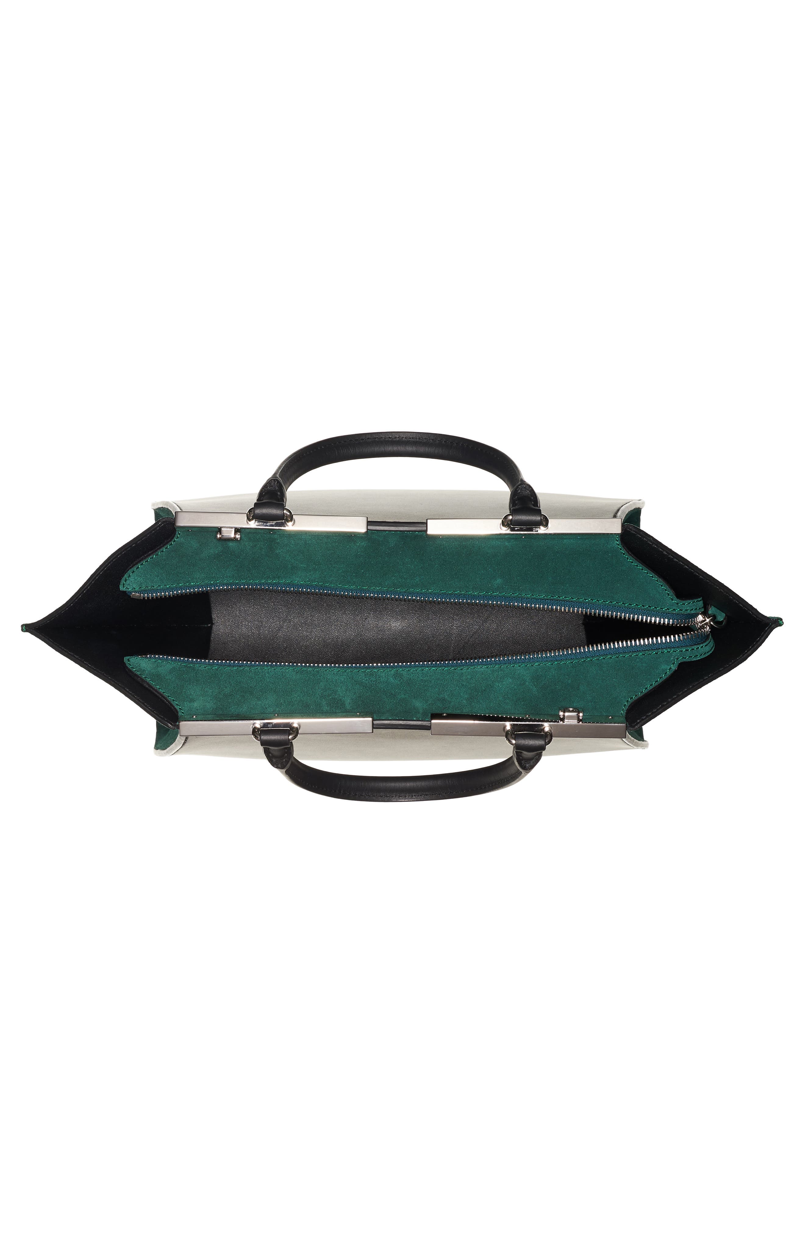 3Jours Baltico Leather & Suede Shopper, Alternate, color, BLACK/GREEN