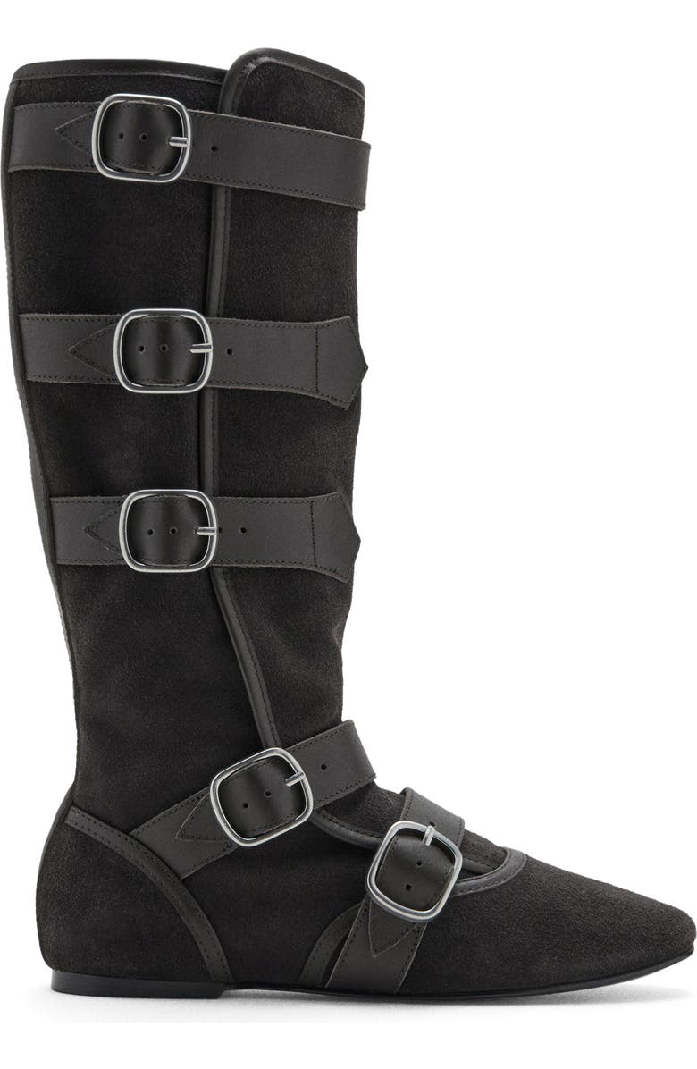 MANGO Suede Buckle Boot, Alternate, color, Dark Heather Grey
