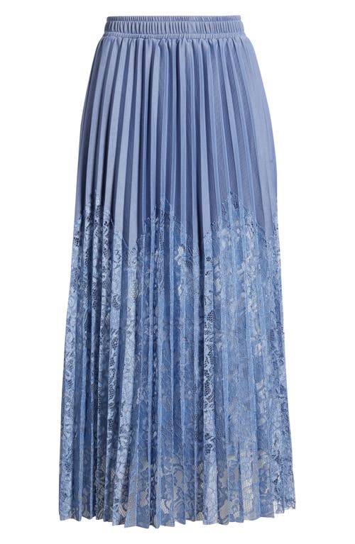 Nikki Lund Sigrid Mixed Media Pleated Skirt In Blue