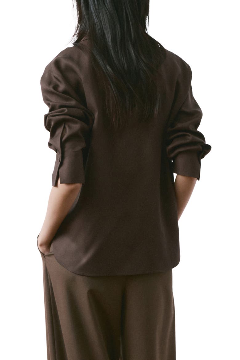 Straight Button-Up Shirt, Alternate, color, BROWN
