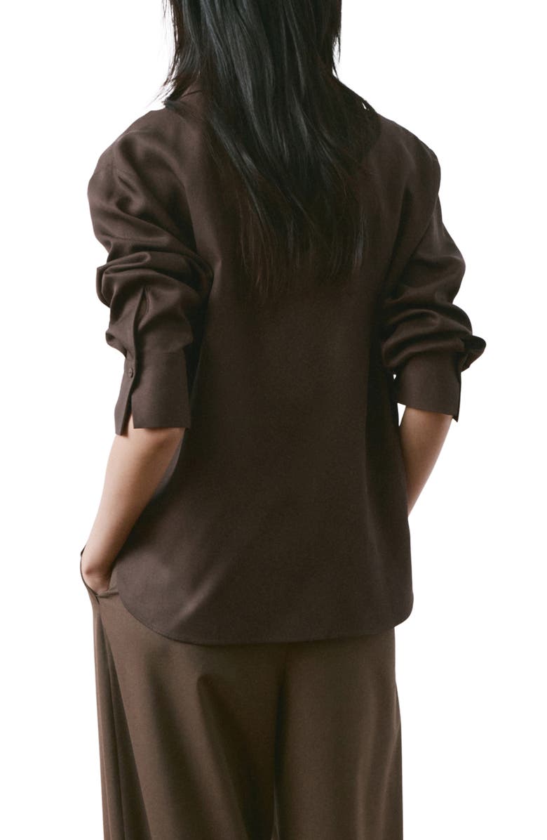 MANGO Straight Button-Up Shirt, Alternate, color, Brown