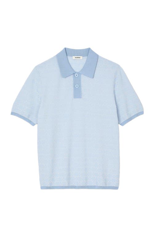 Sandro Square Cross Jacquard Polo Shirt In Blue Sky