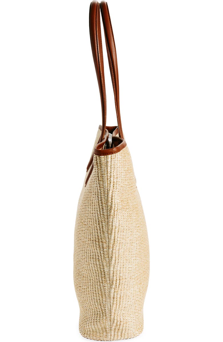 Madewell The Leather Trimmed Straw Tote, Alternate, color,