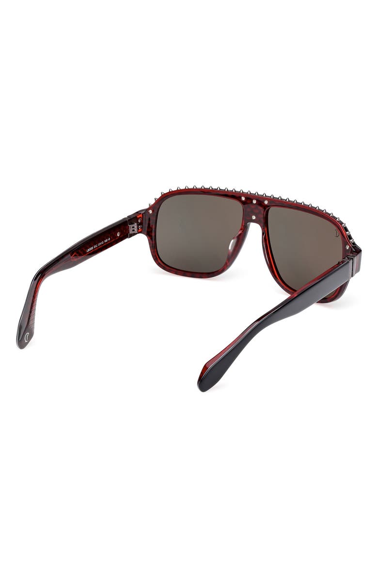 Christian Louboutin Roller 57mm Navigator Sunglasses, Alternate, color, Black Red / Gunmetal / Zeiss