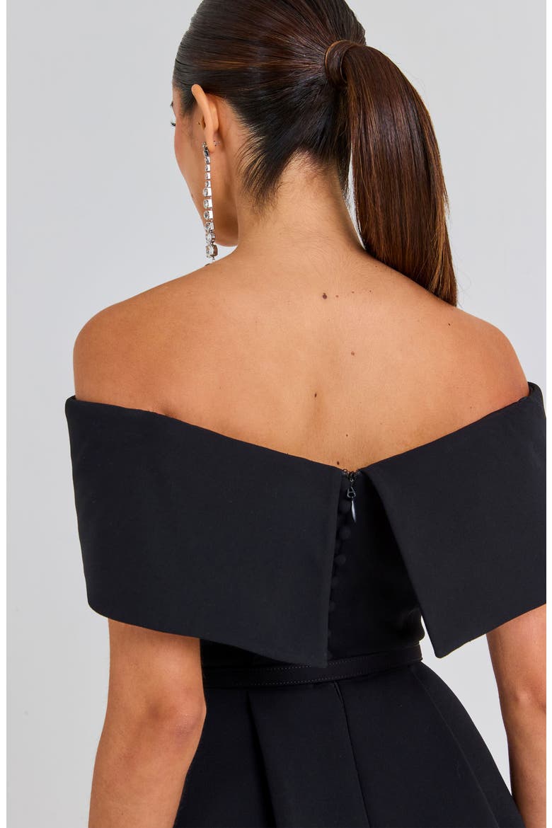 Harper Belted Off the Shoulder Minidress, Alternate, color, BLACK