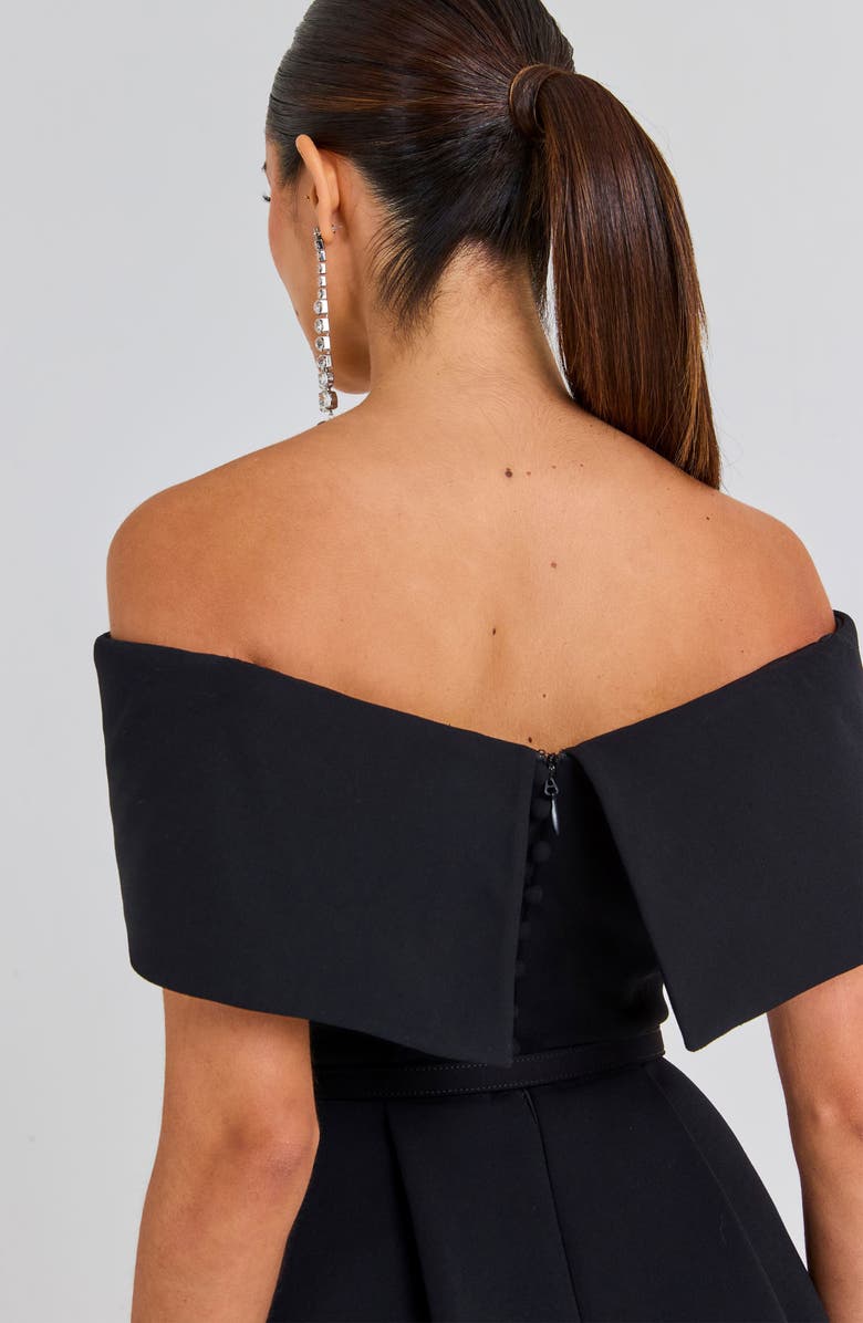 NADINE MERABI Harper Belted Off the Shoulder Minidress, Alternate, color, Black