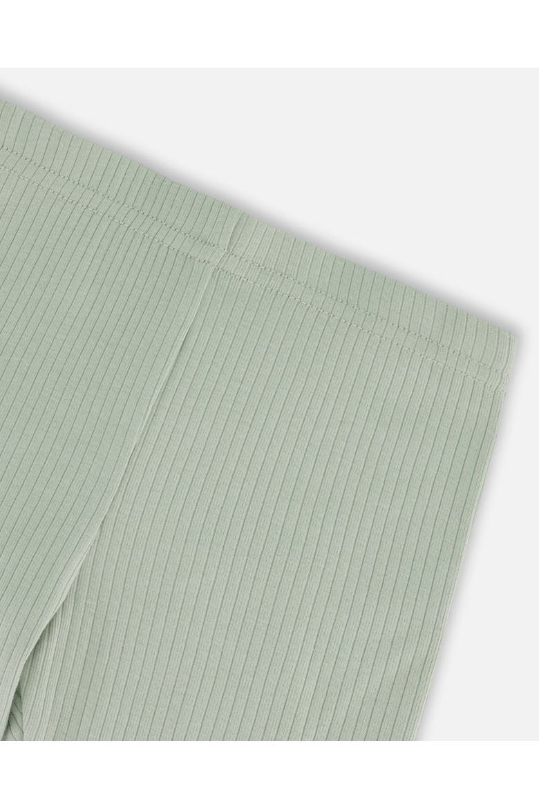 Little Girl's Rib Capri Legging With Frill Frosty Green, Alternate, color, Frosty Green