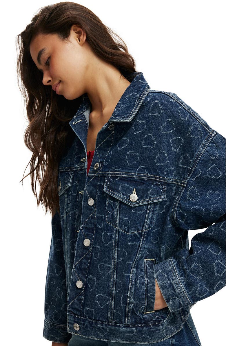 Cotton On Women's Original Denim Jacket, Alternate, color, Atlantic Blue Heart