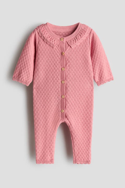 Textured-knit Cotton Romper Suit
