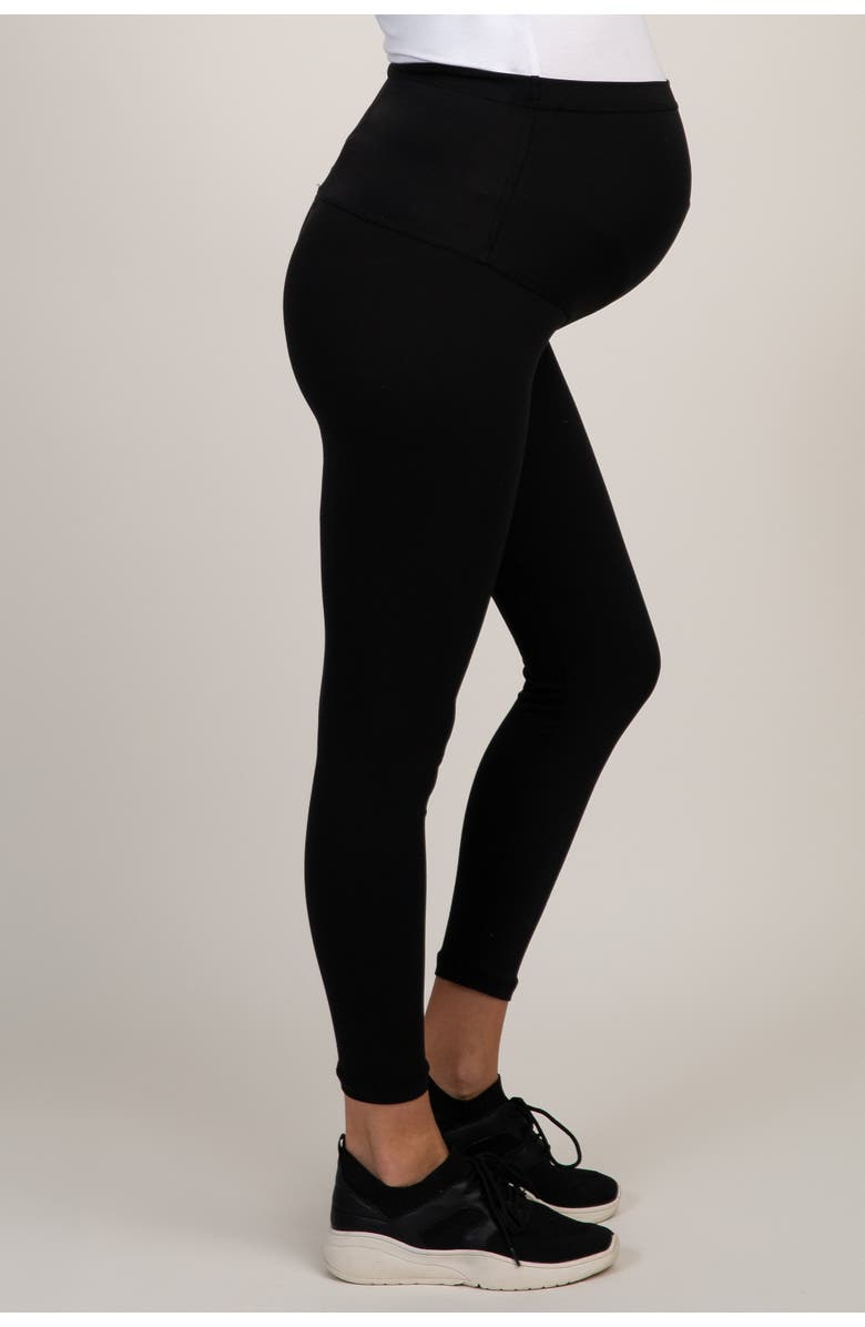PinkBlush Solid Basic Maternity Leggings, Alternate, color, Black