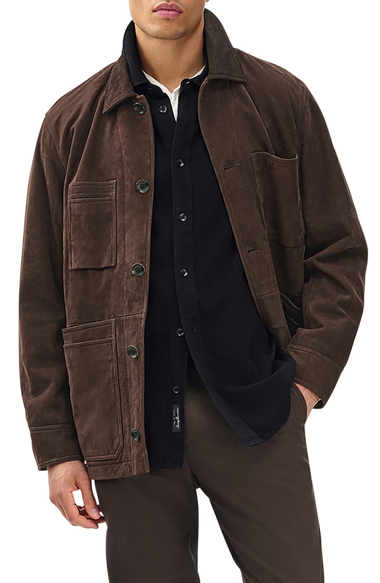 rag & bone Graham Suede Chore Jacket, Main, color, Brown
