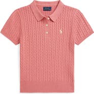 Polo Ralph Lauren Kids' Cable Short Sleeve Cotton Polo Sweater