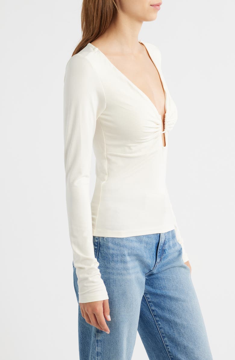 Good American U-Wire Long Sleeve Jersey Top, Alternate, color, Ecru003