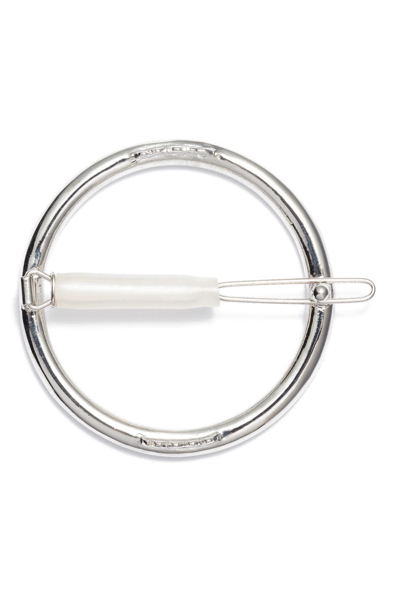 Circle Barrette (Nordstrom Exclusive), Alternate, color, SILVER