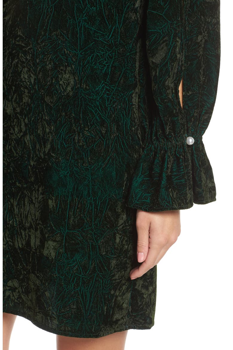 Crushed Velvet Shift Dress, Alternate, color, HUNTER GREEN