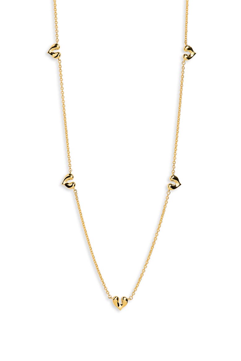 Molten Heart Mini Charm Choker, Main, color, GOLD